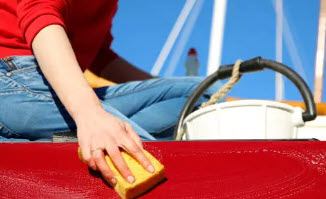 washing a boat