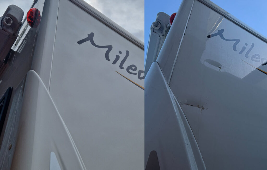 motorhome fibreglass damage repair